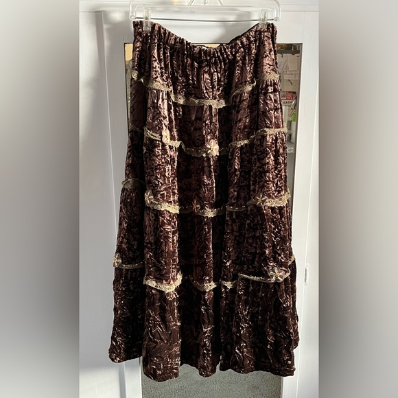 Lapis Midi Velour Skirt Size S - Picture 2 of 7